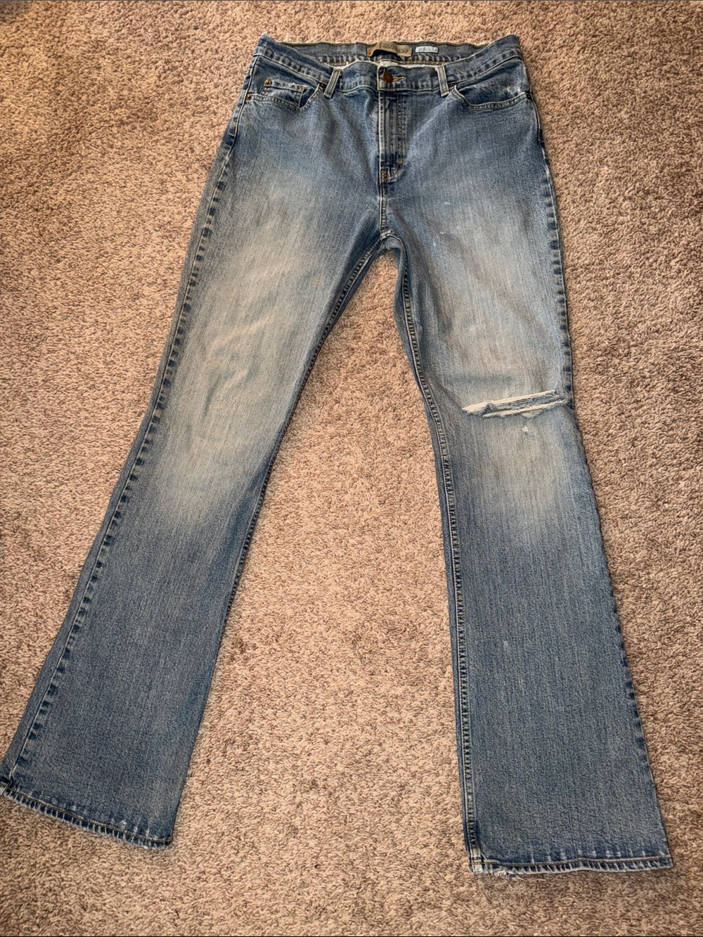 Vtg 2000s Old Navy Mid Rise Bootcut Jeans Distressed Frayed size 14 Long